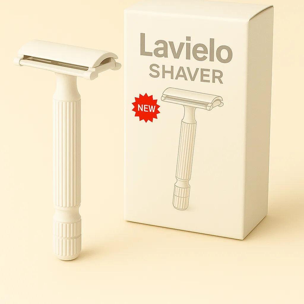 Lavielo shaver with packaging on a beige background